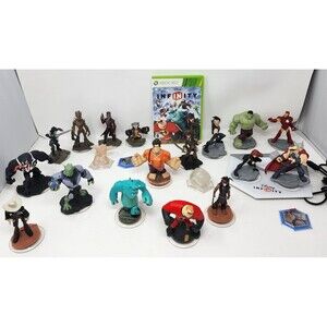 Disney Infinity Xbox 360 Lot Of 23 Pieces Marvel Disney Figures Portal Disc Game